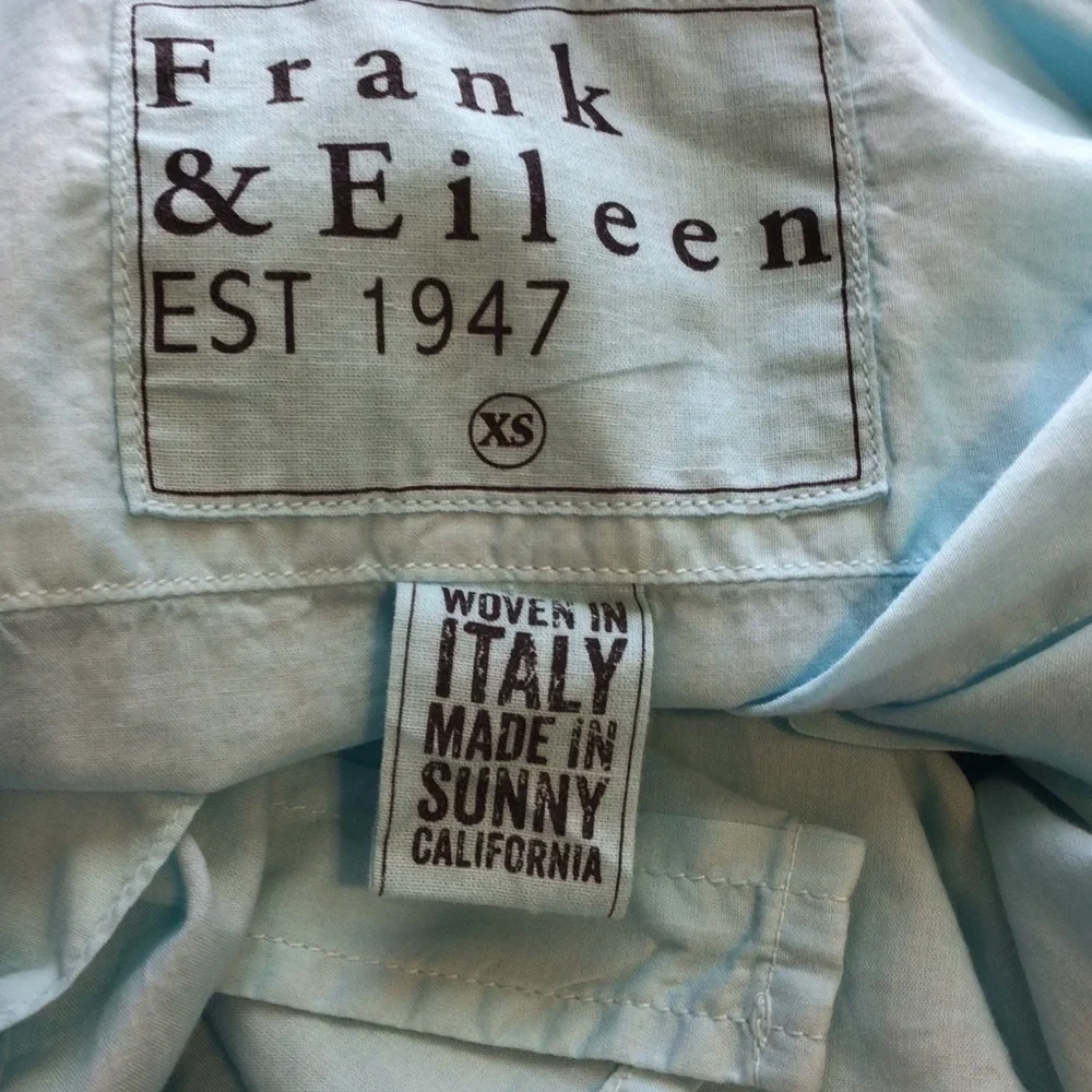 Frank & Eileen Eileen Button Down Shirt XS Aqua Blue Italian Cotton Relaxed Fit - Picture 10 of 10